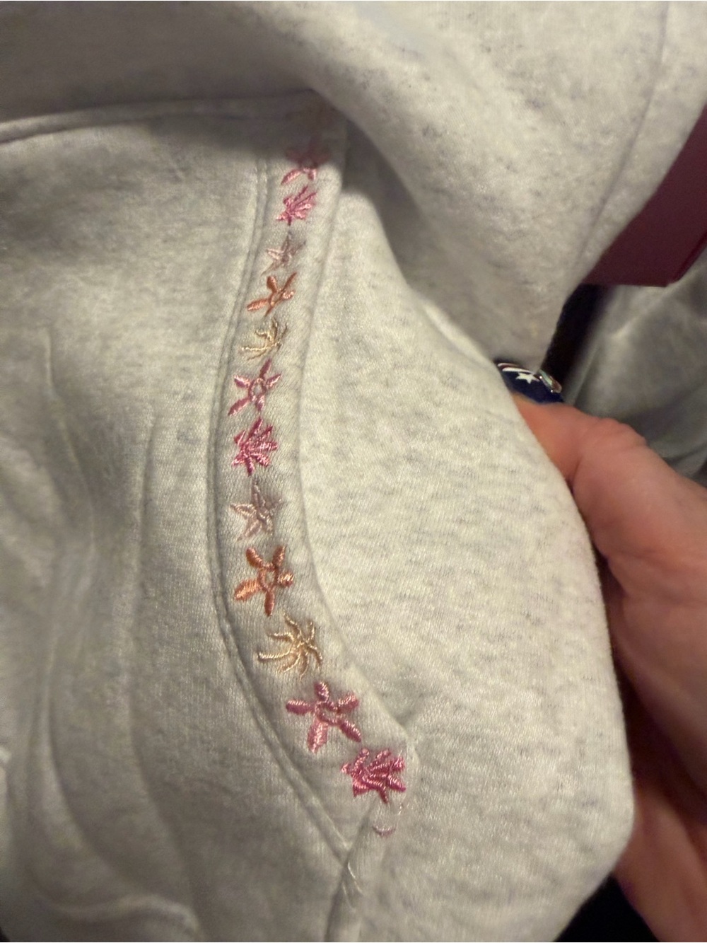 Pink Palm Puff Hoodie - Bold Coral Print - Picture 7 of 12
